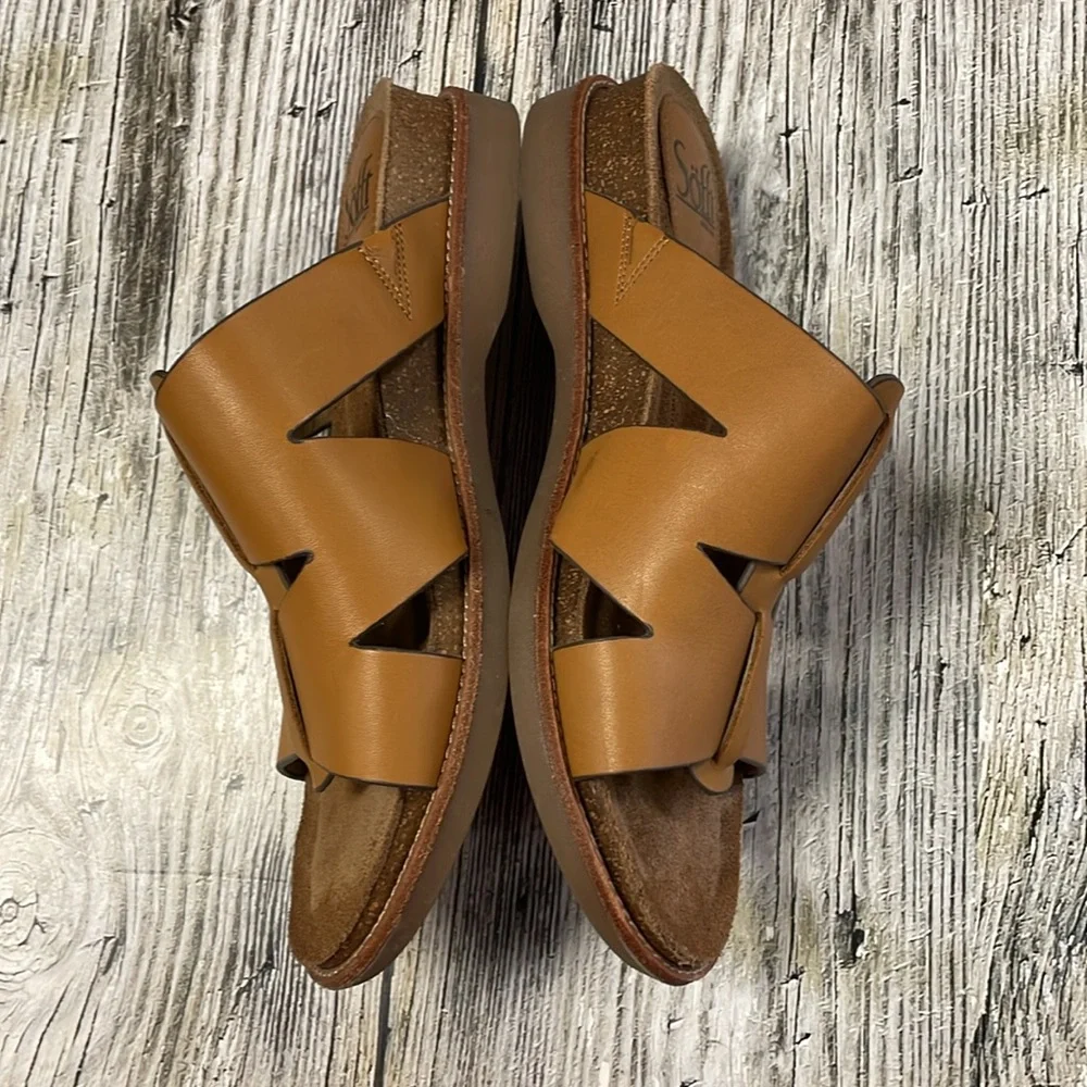 Sofft Balin Women's Sandal Brown Leather Slide Flats Slip On Shoes